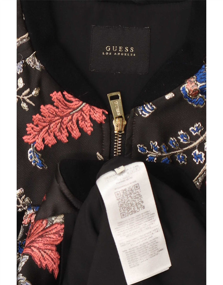 Guess Γυναικείο Bomber Jacket UK 6 XS Μαύρο Floral Πολυεστέρας