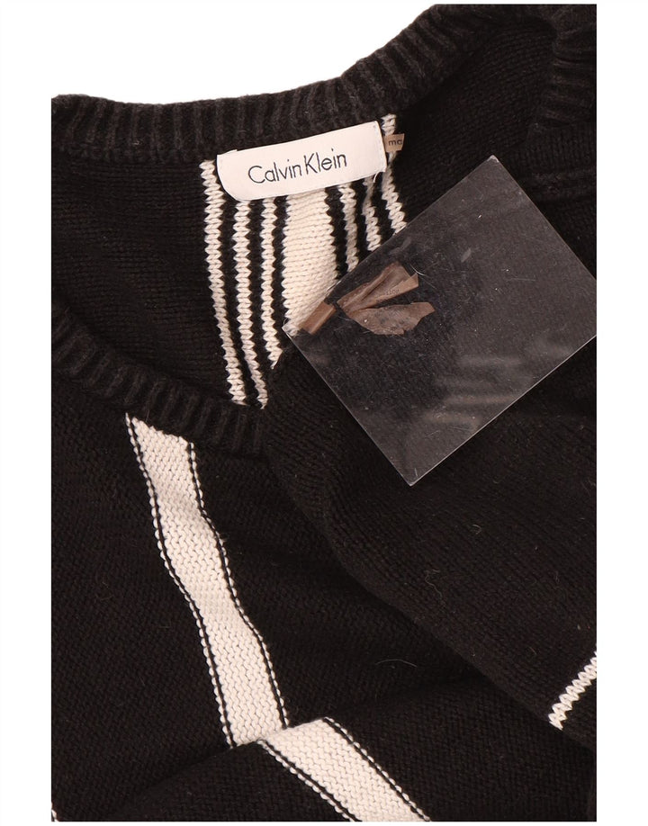 CALVIN KLEIN Ανδρικό πουλόβερ με λαιμόκαυστο βαμβακερό μεσαίο μαύρο ριγέ