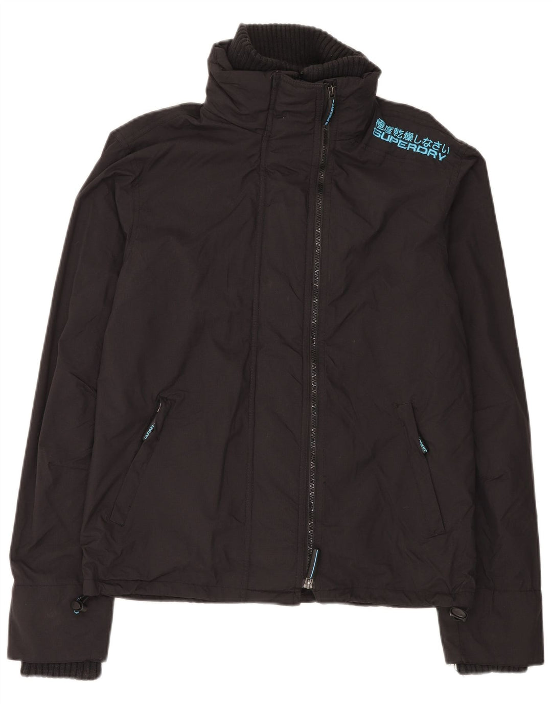 SUPERDRY Γυναικείο γραφικό υπερμεγέθη αντιανεμικό μπουφάν UK 14 μεσαίο μαύρο