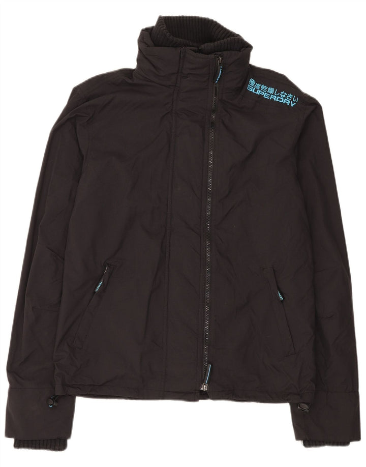 SUPERDRY Γυναικείο γραφικό υπερμεγέθη αντιανεμικό μπουφάν UK 14 μεσαίο μαύρο