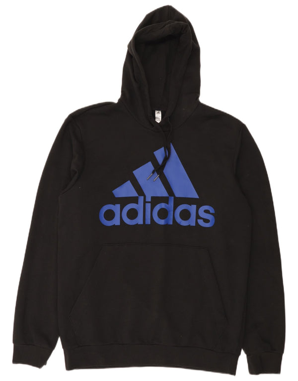Ανδρικό γραφικό κουκούλα Adidas UK 44/46, μεγάλο μαύρο βαμβακερό