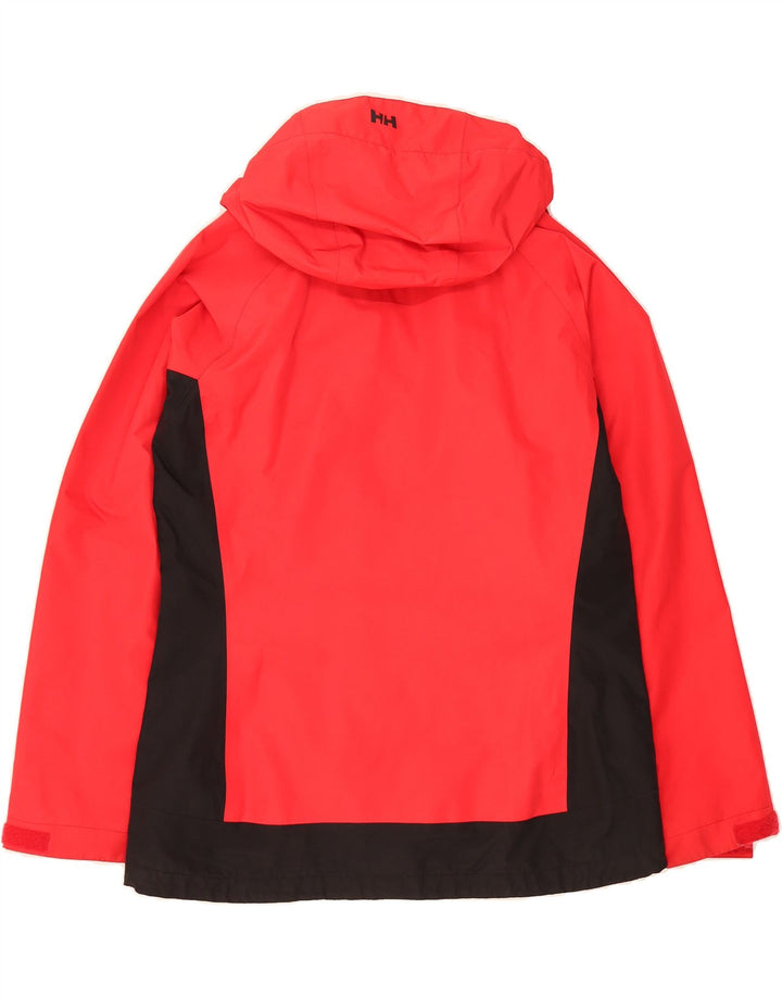 HELLY HANSEN Womens Hooded Rain Jacket UK 16 Large Red Colourblock Vintage Helly Hansen and Second-Hand Helly Hansen from Messina Hembry 