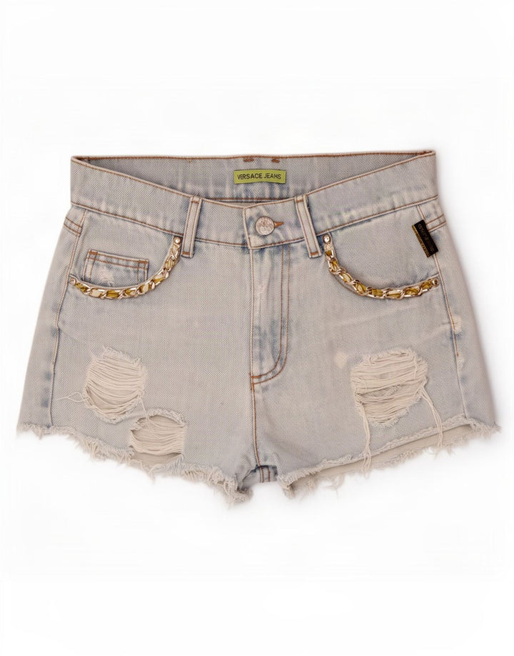 Γυναικείο τζιν σορτς Versace ταλαιπωρημένο W28 μεσαίο μπλε βαμβακερό