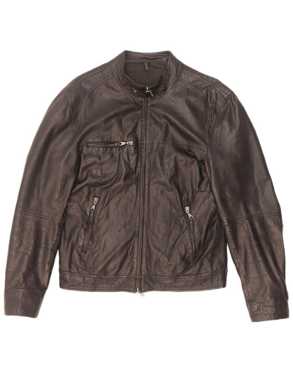 Vintage Ανδρικό Δερμάτινο Μπουφάν Biker IT 46 Small Μαύρο