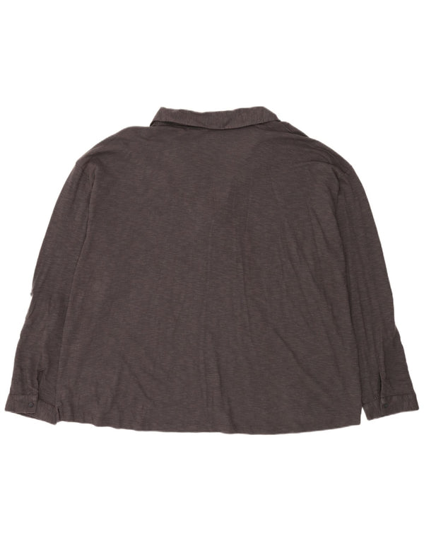 Fat Face Γυναικείο μακρυμάνικο μπλουζάκι πόλο UK 24 4XL Γκρι βαμβακερό