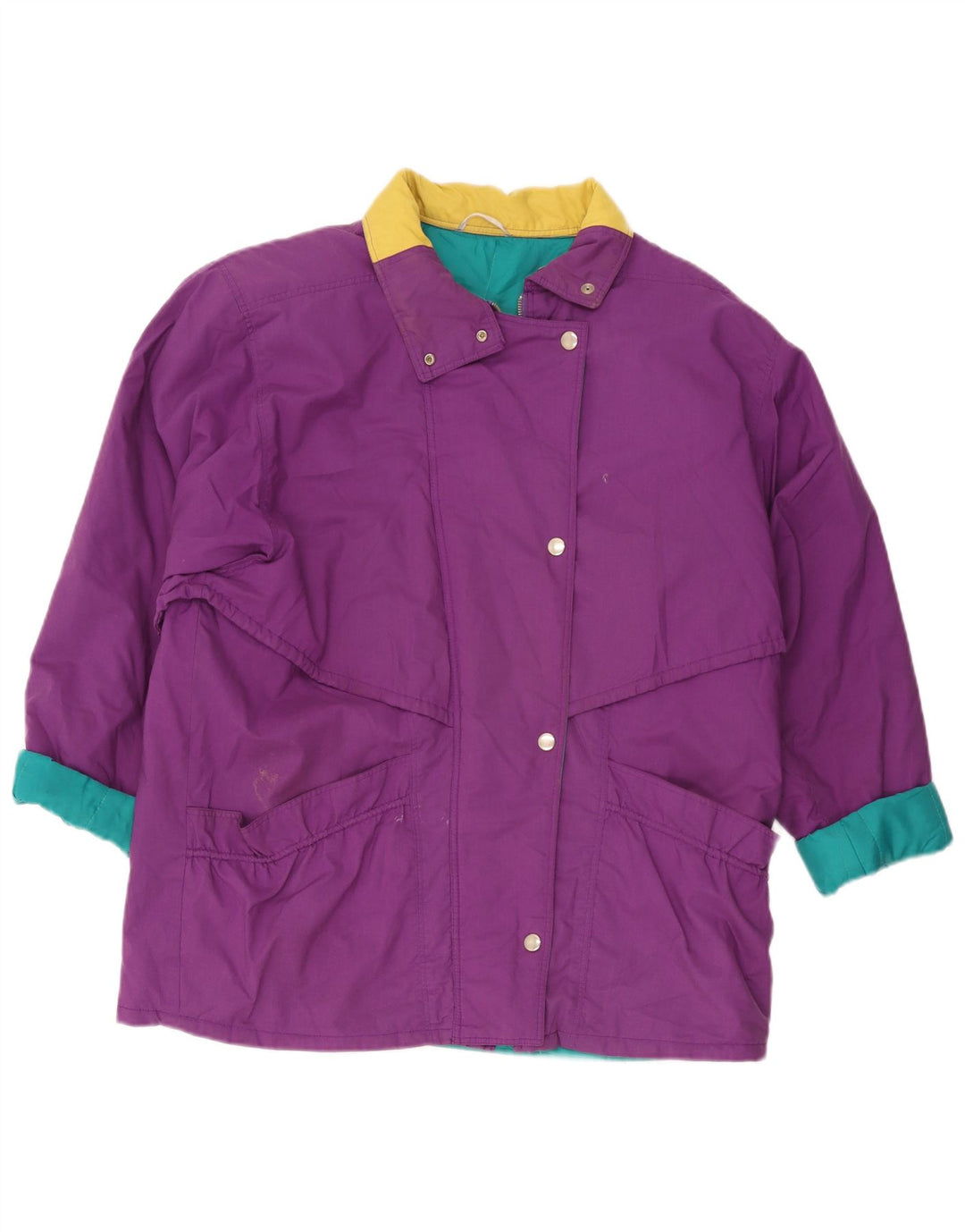 Vintage γυναικείο τζάκετ αντιανεμικό UK 18 XL Purple Colorblock Πολυεστέρας