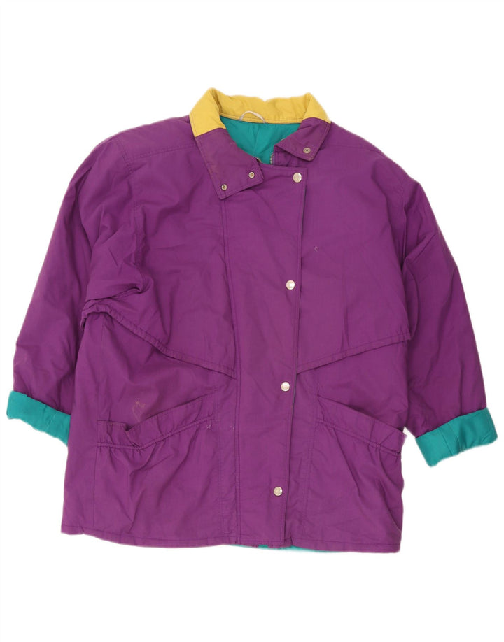 Vintage γυναικείο τζάκετ αντιανεμικό UK 18 XL Purple Colorblock Πολυεστέρας