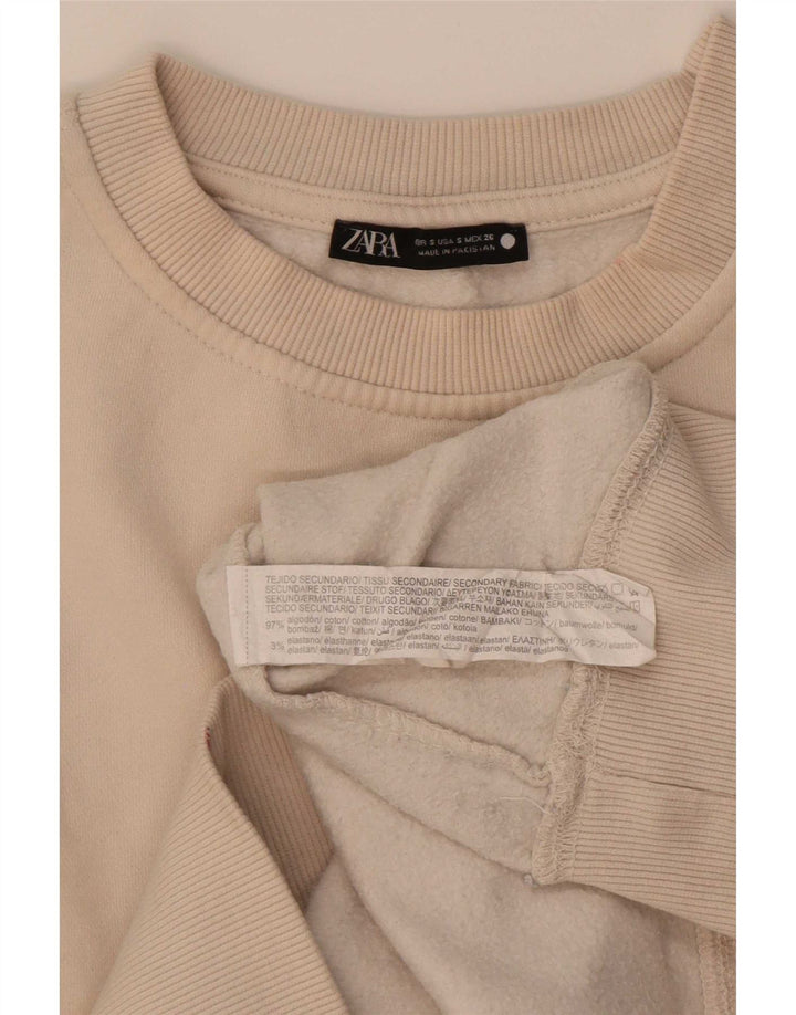 Zara Γυναικείο Φούτερ μεγάλου μεγέθους Jumper UK 10 Small Beige βαμβακερό