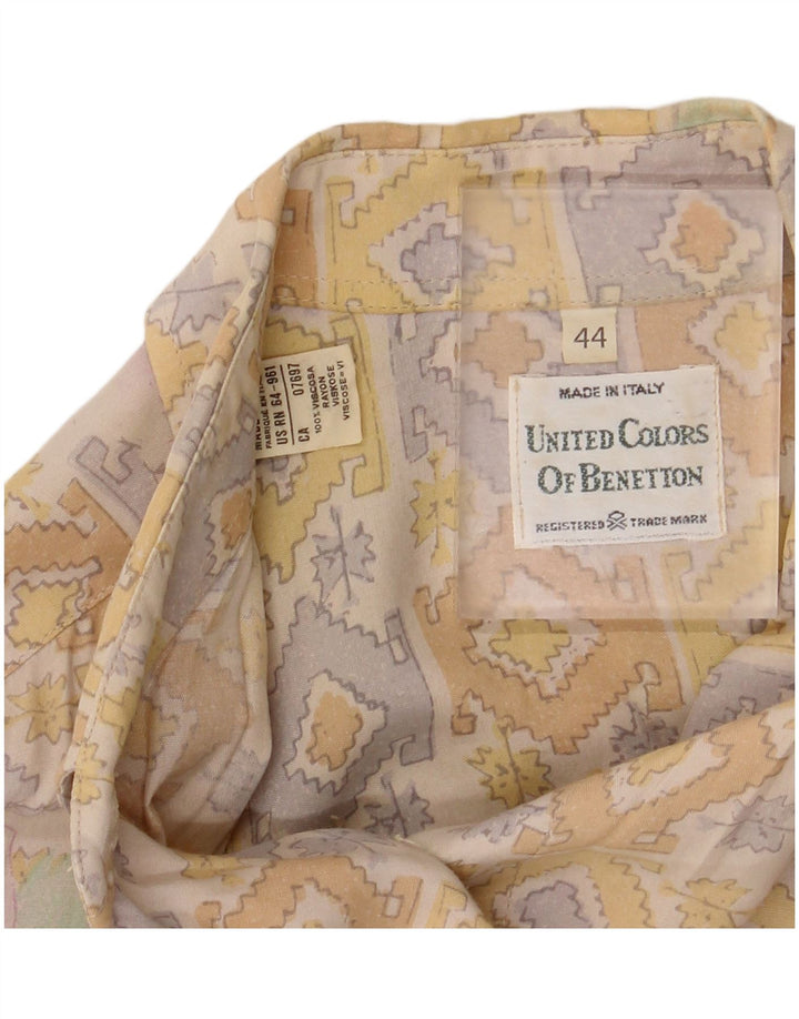 BENETTON Γυναικείο κοντομάνικο πουκάμισο Μπλούζα IT 44 Μεσαίο Μπεζ Φλοράλ