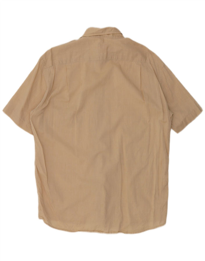 HUGO BOSS Mens Short Sleeve Shirt Medium Beige Check Cotton