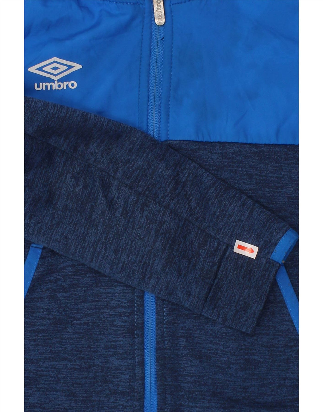 UMBRO Boys Zip Hoodie Sweater 8-9 Years Medium  Navy Blue Colourblock