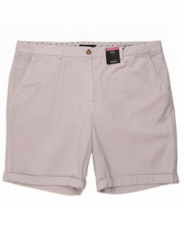 Marks & Spencer Γυναικείο ψηλόμεσο σορτς Chino UK 22 3XL W41 Μπλε βαμβακερό