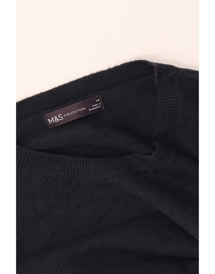 Marks & Spencer Γυναικείο πουλόβερ με λαιμό σκάφος UK 14 Medium Navy Blue