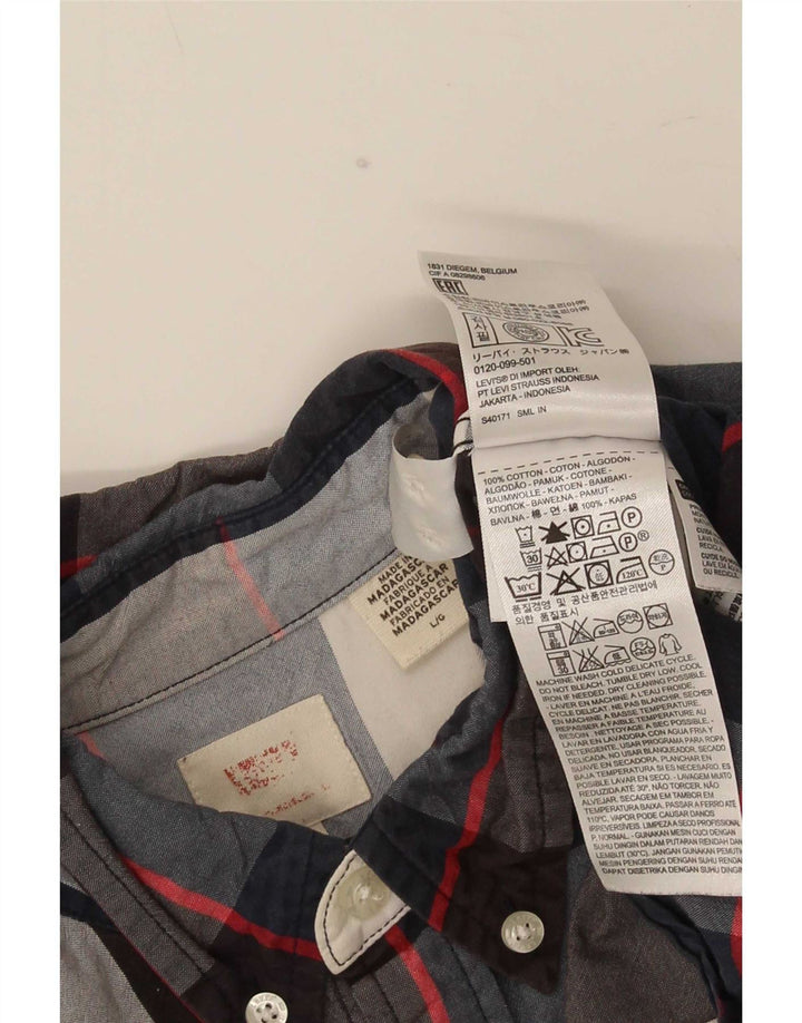 Ανδρικό πουκάμισο Levi's Large Navy Blue καρό βαμβακερό
