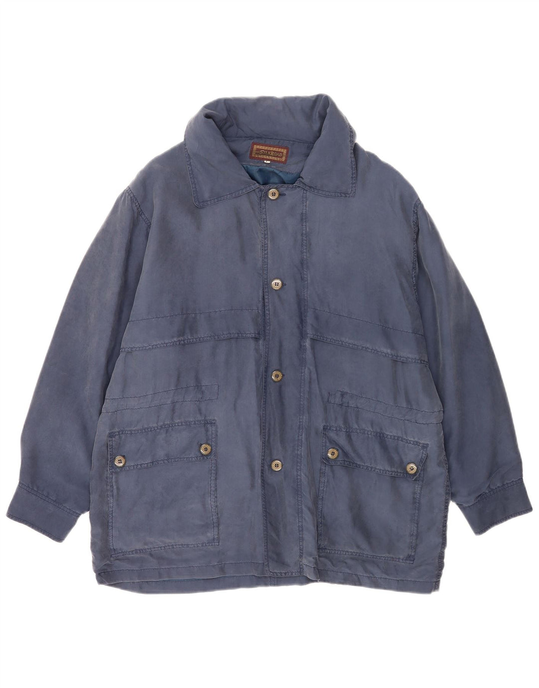 Vintage Ανδρικό Utility Jacket UK 40 Large Navy Blue Silk