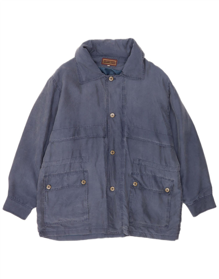 Vintage Ανδρικό Utility Jacket UK 40 Large Navy Blue Silk