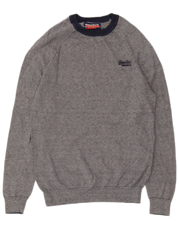 Ανδρικό πουλόβερ με λαιμόκοψη Superdry XS Βαμβακερό με ρίγες σε μπλε μπλέ