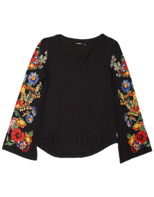 Desigual Γυναικείο τοπ μακρυμάνικο UK 10 Small Black Floral