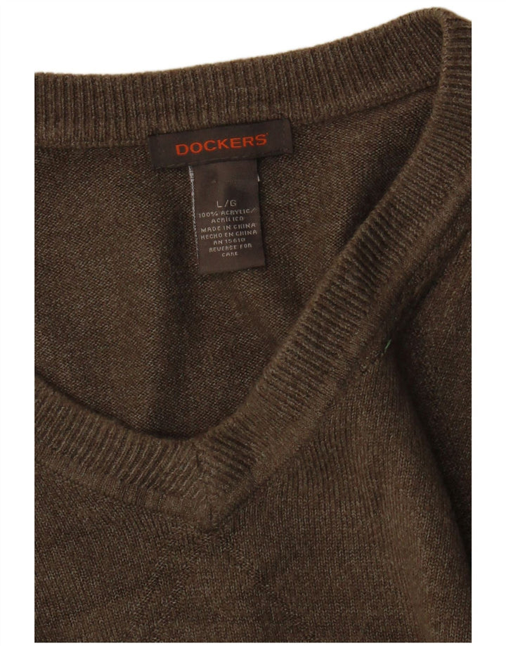 Dockers Ανδρικό πουλόβερ με λαιμόκοψη με λαιμόκοψη μεγάλο καφέ ακρυλικό
