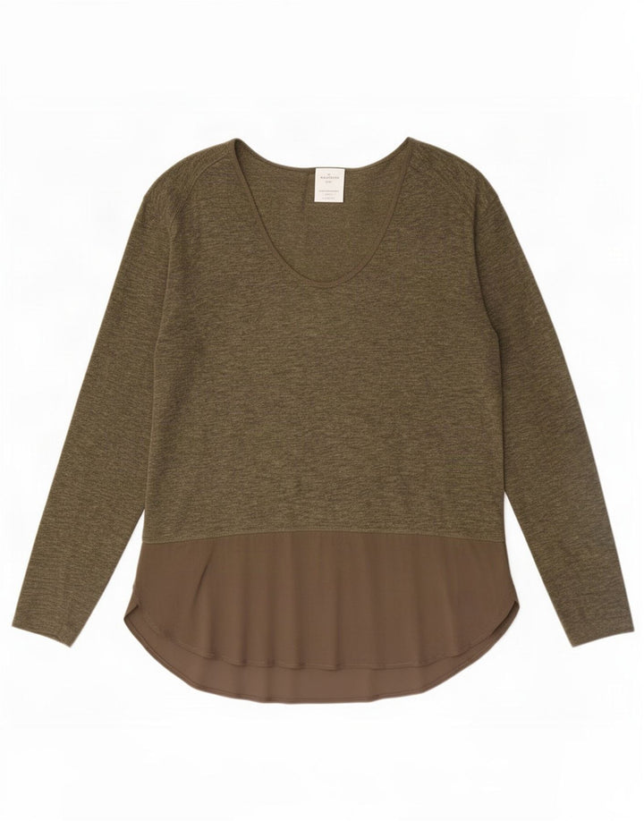 Zara γυναικείο τοπ μακρυμάνικο UK 14 Medium Khaki Colourblock