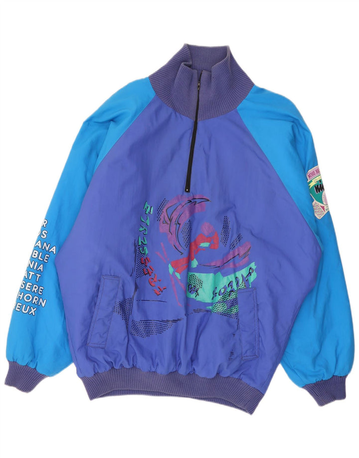 Ανδρικό Vintage Loose Fit Graphic Windbreaker Jacket UK 38 Medium Blue