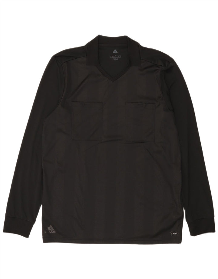 Adidas Mens Climalite Top Μακρύ μανίκι μεγάλο μαύρο ριγέ πολυεστέρα