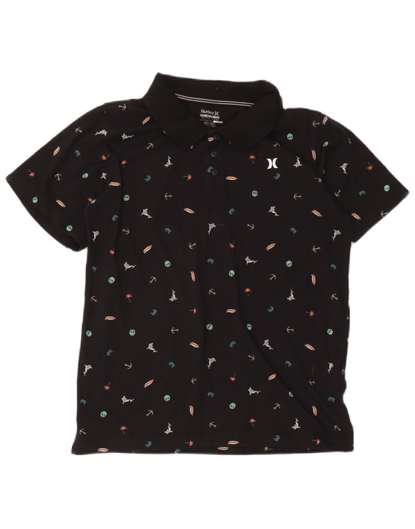 Hurley Boys Dri Fit Abstract μοτίβο μπλουζάκι πόλο 13-14 ετών XL μαύρο