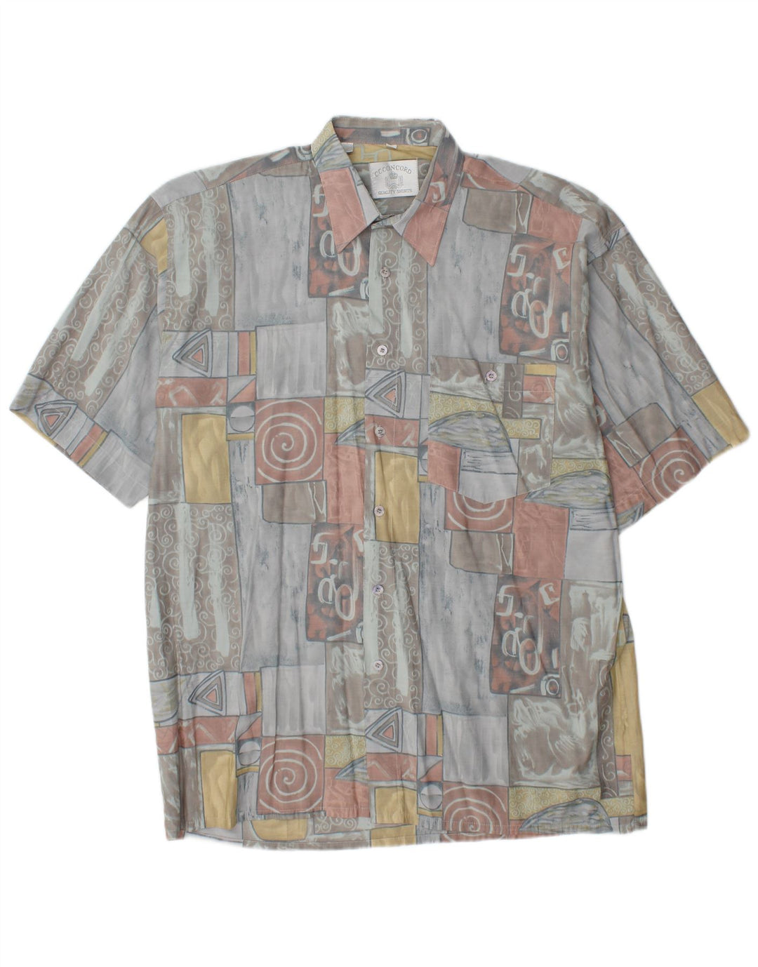 C.C.CONCORD Ανδρικό κοντομάνικο πουκάμισο μεγάλο πολύχρωμο γεωμετρικό