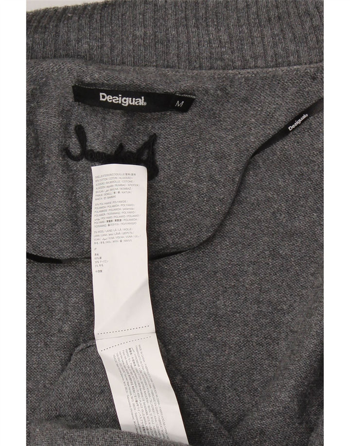 DESIGUAL Γυναικείο Longline ανοιχτό πουλόβερ ζακέτα UK 12 Medium Grey Floral