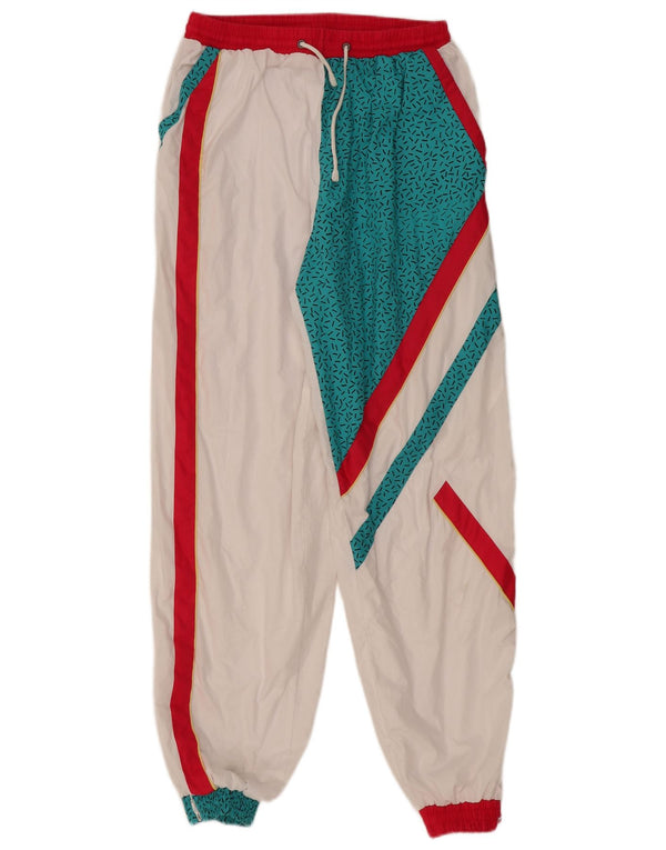Γυναικεία αθλητική φόρμα VINTAGE Παντελόνι Joggers UK 14 Medium White Colourblock