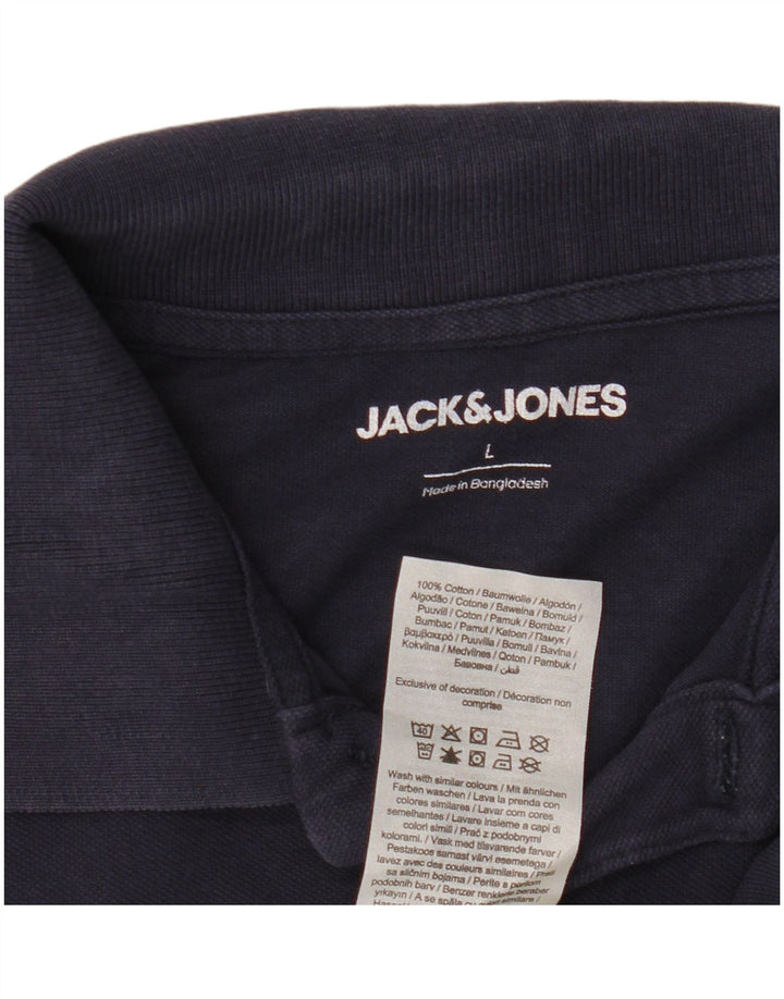 Ανδρικό μπλουζάκι πόλο Jack & Jones, μεγάλο μπλε ναυτικό βαμβακερό
