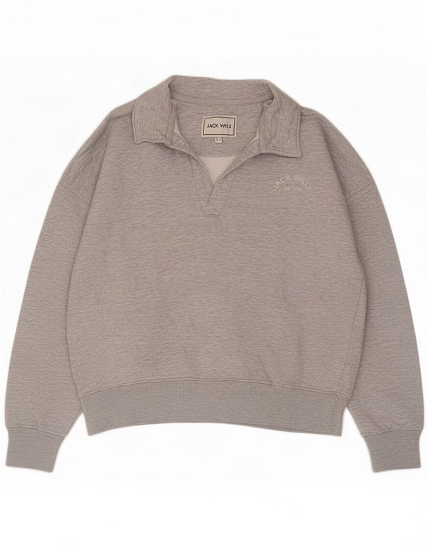 Jack Wills Γυναικεία φούτερ πόλο με λαιμόκοψη Jumper UK 12 Medium Grey Polyester