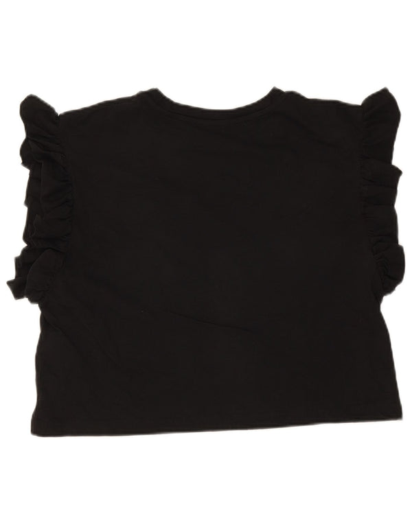 Zara Γυναικείο T-Shirt Top UK 10 Small μαύρο βαμβακερό