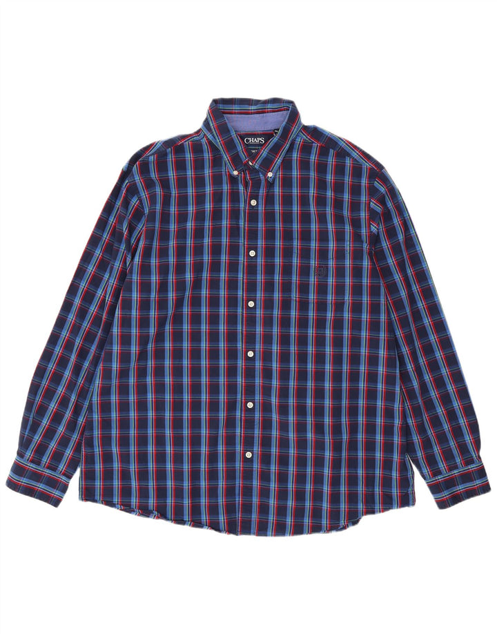 Chaps Ανδρικό πουκάμισο 2XL Navy Blue Check Cotton