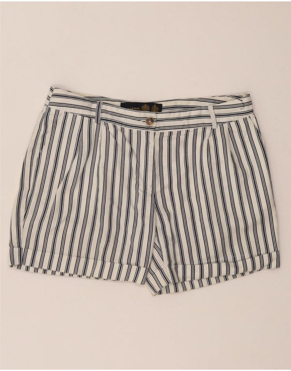 MUSTO Womens Pegged Chino Shorts UK 10 Small W27 White Striped Cotton
