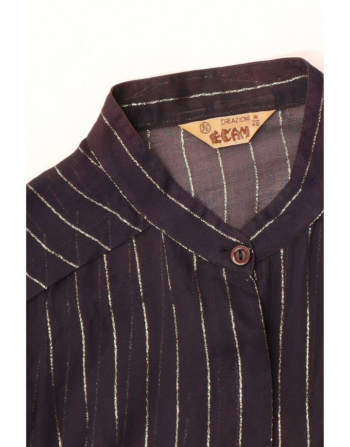 Vintage Γυναικείο Πουκάμισο Μπλούζα IT 46 Large Navy Blue Pinstripe
