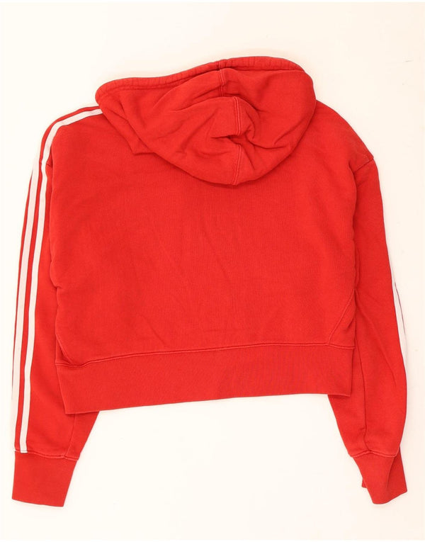 Γυναικεία Adidas Crop Oversized Hoodie Jumper UK 8 Small Red Cotton