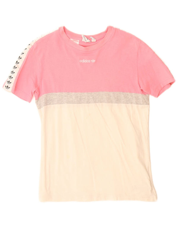 Adidas Graphic T-Shirt Top 13-14 Years Pink Colourblock Cotton