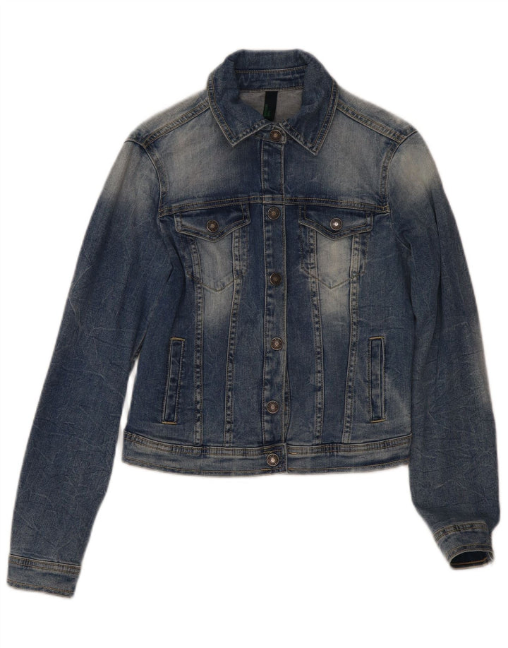 Benetton Γυναικείο Τζιν Μπουφάν UK 10 Small Blue Cotton