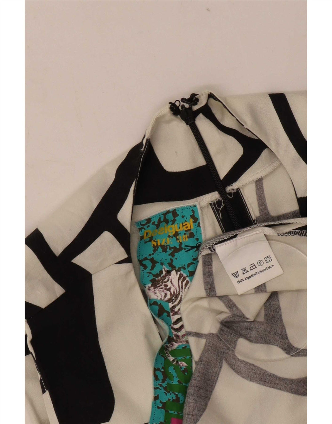 Desigual Γυναικείο Abstract Pattern Αμάνικο φόρεμα Α-γραμμής EU 38 Μεσαίο λευκό