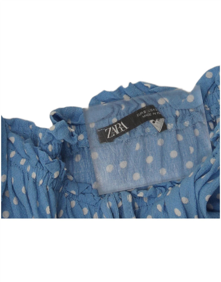 Zara Womens Off Shoulder Sundress UK 8 Small Blue Pot