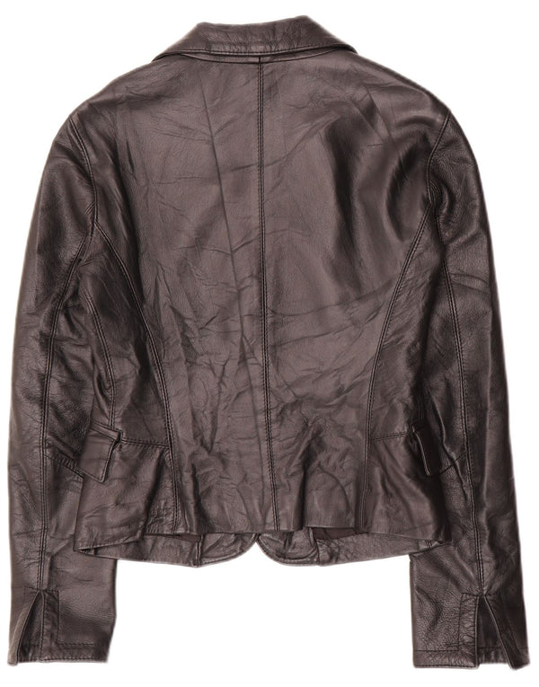 Vintage Γυναικείο Δερμάτινο Σακάκι 2 Κουμπιών IT 42 Μεσαίο Μαύρο Δερμάτινο