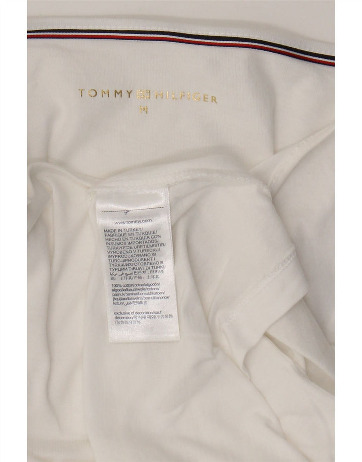 Tommy Hilfiger Γυναικείο τοπ 3/4 μανίκι UK 14 μεσαίο λευκό βαμβακερό