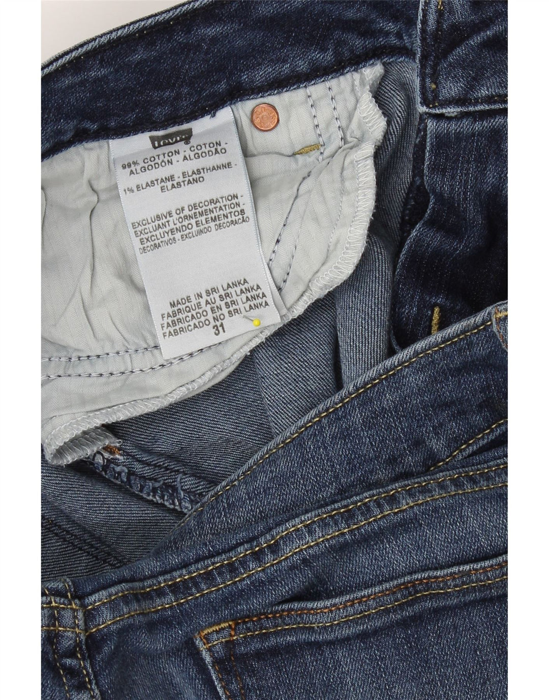 LEVI'S Womens Skinny Jeans W31 L29 Blue Cotton Vintage Levi's and Second-Hand Levi's from Messina Hembry 