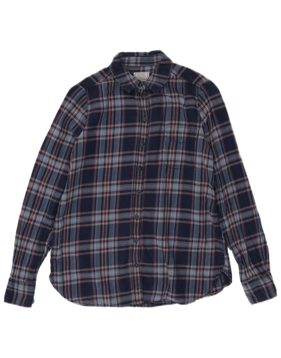 FAT FACE Γυναικείο φανελένιο πουκάμισο UK 8 Small Navy Blue Check Cotton