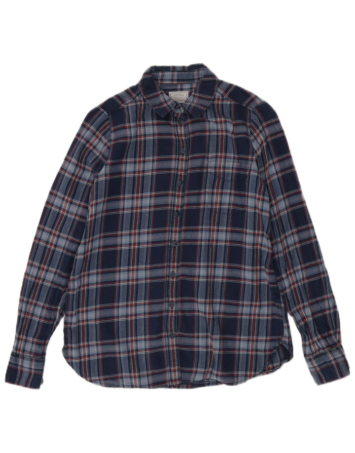 FAT FACE Γυναικείο φανελένιο πουκάμισο UK 8 Small Navy Blue Check Cotton
