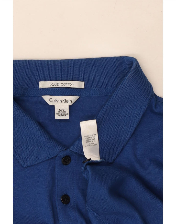 Ανδρικό πουκάμισο πόλο CALVIN KLEIN, μεγάλο μπλε βαμβακερό