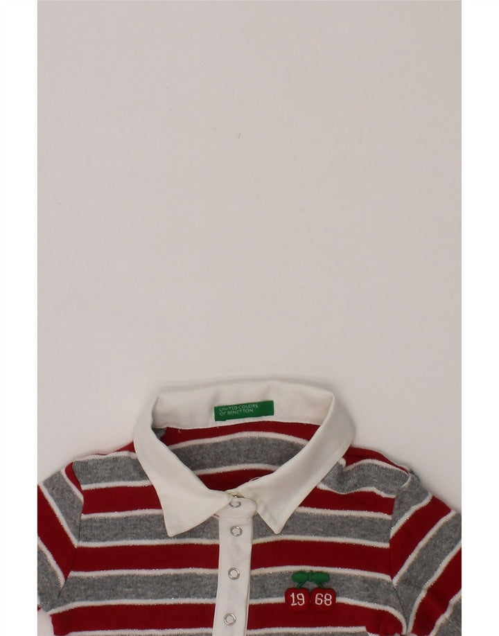 BENETTON Baby Girls Polo Neck Jumper Sweater 3-6 Months Red Striped Vintage Benetton and Second-Hand Benetton from Messina Hembry 