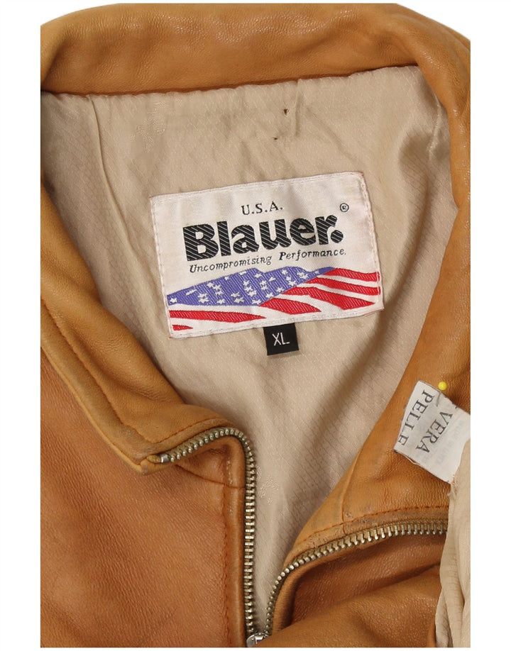 Blauer Γυναικείο Δερμάτινο Μπουφάν UK 18 XL Καφέ Δερμάτινο