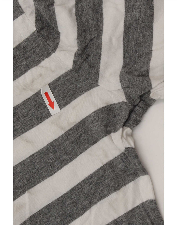 Γυναικείο μπλουζάκι Hollister μακρυμάνικο UK 12 μεσαίο γκρι ριγέ